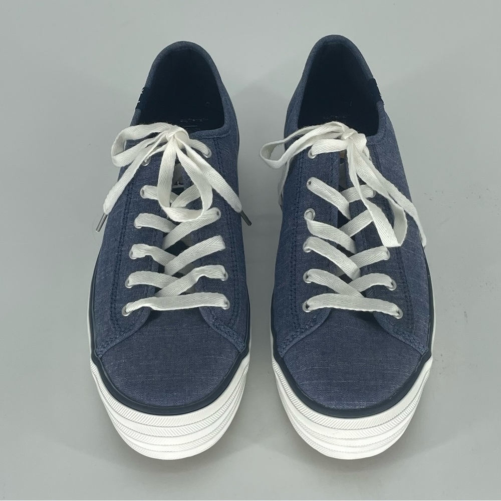 KEDS NEW TRIPLE KICK PLATFORM RECYCLED BLUE DENIM PLATFORM SNEAKER 10 WOMEN’S - Picture 2 of 8